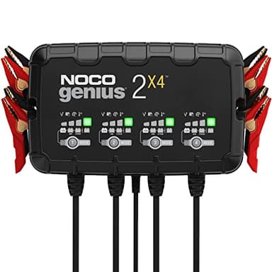NOCO GENIUS2X4: 8A 4-Bank Smart Battery Charger (2A/Bank) - 6V/12V Automatic Maintainer, Trickle Charger & Desulfator with Overcharge Protection & Temperature Compensation – for Lead-Acid & Lithium
