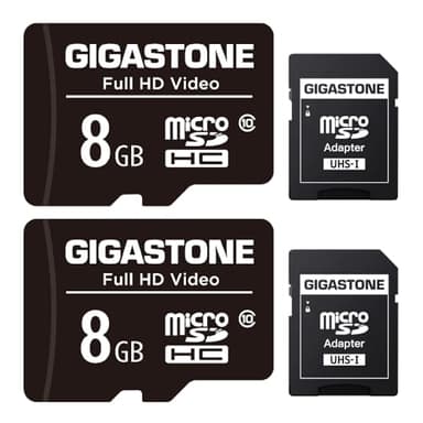 GIGASTONE 8GB Micro SD Card 2-Pack, Full HD Video, Surveillance Security Cam Action Camera Drone, 85MB/s Micro SDHC Class 10