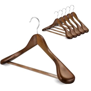 Verahaus Premium Wooden Hangers 6-Pack – Wide Shoulder Non-Slip Design for Coats, Jackets & Suits | 360° Rotating Closet Organizers | Durable & Space-Saving (Vintage Wood)