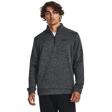 Under Armour mens Armour Fleece Twist Quarter Zip, (001) Black / / Black, Large