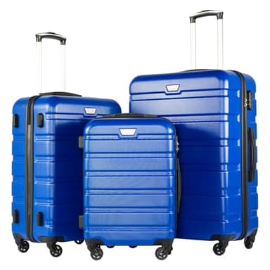 Coolife 3-Piece Lightweight Hardside Spinner Luggage Set with TSA Lock