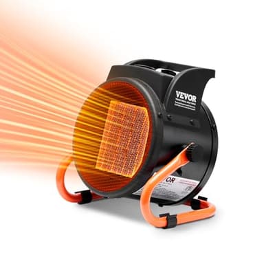 VEVOR Greenhouse Heater, 1500W PTC Fast Heating With Overheat Protection, 3-Speed Setting Small Grow Tent Fan, Electric Portable for Green House, Flower Room, Workplace