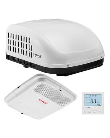 VEVOR RV Air Conditioner, 13500 BTU Non-Ducted Rooftop RV AC Unit, 65 dB Quiet Design, Including Air Distribution Box, Operation Panel and Installation Hardware, for Campers, Vans, Trailers, White