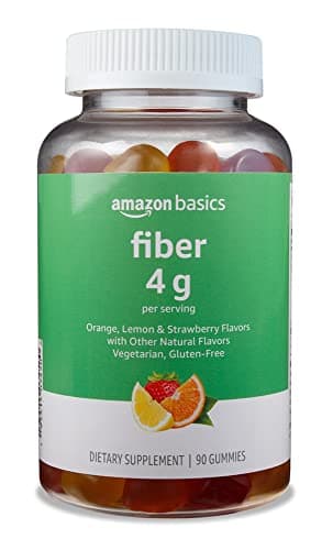 Amazon Basics Fiber Gummies for Digestive Health and Regularity, Orange, Lemon & Strawberry Flavors, 90 Count, Pack of 1 (Previously Solimo)