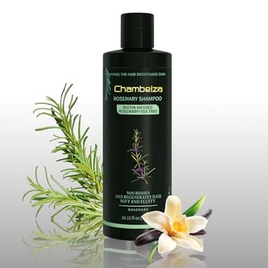 Chambelza Organic Rosemary Hair Growth Shampoo for Men and Women-Natural Thickening and Strengthening Formula with Biotin Hydrolyzed keratin -Designed for Thinning Hair & Hair Loss 10.15 fl.oz