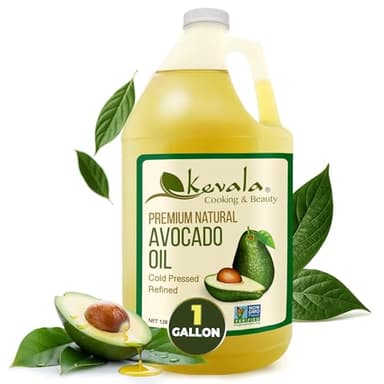 Kevala Avocado Oil – Cold Pressed | Non‑GMO Project Verified & Kosher | Multipurpose for High Smoke Point Cooking, Roasting, Sautéing & Skin Moisturizing – Ideal Kitchen Staple – 128 Fl Oz (Pack of 1)