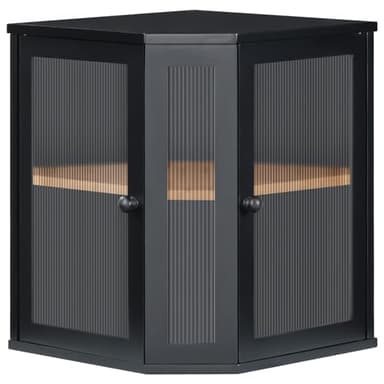 HOOBRO Bamboo Bread Box, Kitchen Countertop Corner Bread Box, Large Capacity 2-Tier Bread Container, Bread Storage Container with Dual Rippled Acrylic Doors, for Kitchen Food Storage, Black BK12MB01