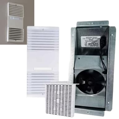 Ductless Exhaust Fan Grille Louver, Motor, Unscented Filter Cartridge and Metal Housing, Bathroom Ventilation Wall-Ceiling Ductless Fan Set for Apartments, Condominiums, Hotels -COMPLETE UNIT (WHITE)