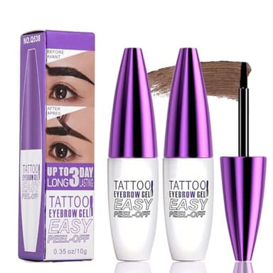 ​​2Pcs Dark Brown Peel Off Brow Tint Gel - Waterproof & Sweatproof Tattoo Effect, Transfer-Resistant Multi-Day Wear, All Skin Types Mother’s Day Gift Set​​