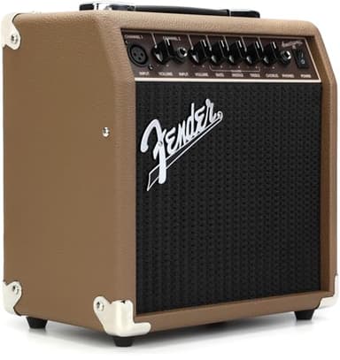Fender Acoustasonic Guitar Amp for Acoustic Guitar, 15 Watts, with 2-Year Warranty 6 Inch Speaker, Dual Front-Panel inputs, 11.5Hx11.19Wx7.13D Inches, Tan