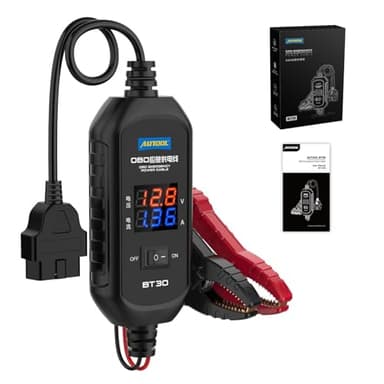 AUTOOL OBD II Car Memory Saver Cable 12V Vehicle ECU Emergency Power Supply Cable Digital Display OBD II Battery Leakage Detective Kit with 3A Fuse & 2 Alligator Clips