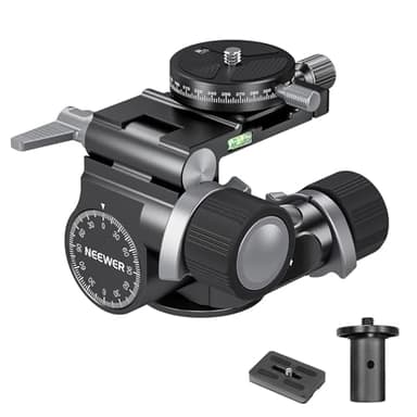 NEEWER 2 Way Geared Tripod Head with Millimeter Micro Adjustment, Aluminum Alloy Pan Tilt Head, 360° Panoramic Arca Type QR Plate Compatible with Sony Canon Nikon DSLR Cameras, Max Load 13.2lb, TH14