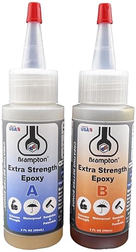 Brampton Extra Strength Epoxy, 20-Minute Work Life, Waterproof 2-Part Epoxy Glue Kit for Tile, Metal, Ceramic, Glass, Wood, Stone, Strong Bonding, Sandable, Paintable Resin, Easy 1:1 Mix, 4 oz