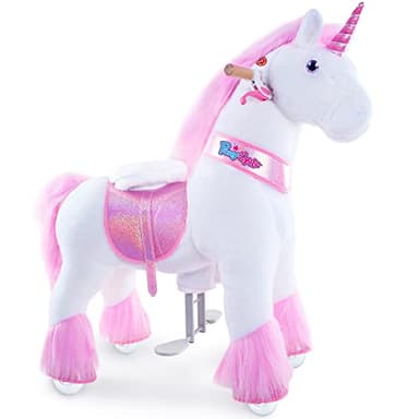 PonyCycle Horse Ride on Pink Unicorn Toys Riding Toys Unicorn Classic Model U with Brake (36" Height/Size 4 for Age 4-7) Horse Toys for Girls Ride on Plush Pony Cycle Horse with Wheels Ux402