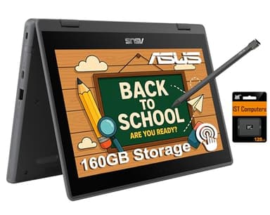 ASUS Chromebook Flip CR1 2-in-1 Laptop (11.6" Touchscreen, Intel Celeron N5100, 4GB RAM, 160GB Storage) Ruggedized & Water Resistant for Student & Home, 8MP Webcam, Stylus Pen, Wi-Fi 6, Chrome OS