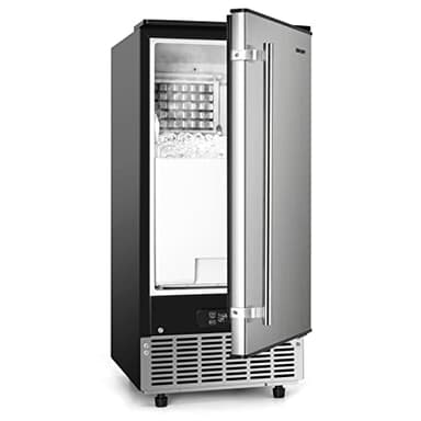 EUHOMY 15" W Commercial Under Counter Ice Maker Machine, 80 Lb/Day Auto-Cleaning & 24H Timer, Gravity Drainage,Stainless Steel Built-in Freestanding Ice Maker, 24 Lb Bin, Ideal for Commercial & Home