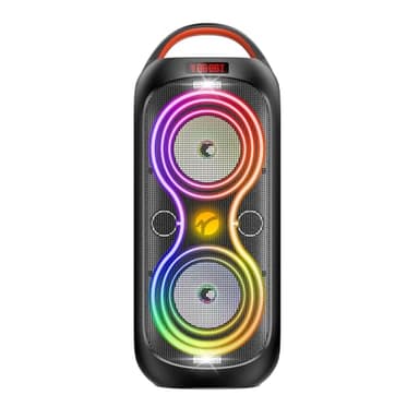 Speakers Bluetooth Wireless- 120dB Loud Sound, Dynamic 8 LED Lights, 5 RGB Modes, Bluetooth 5.3, TWS/USB/TF/AUX/FM/Mic Input, Built-in Handle, Portable Party Speaker for Home, Outdoor, Camping (RGB)