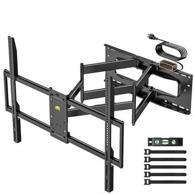FORGING MOUNT Heavy Duty 98 100 inch TV Wall Mount with Power Strip for 50–100 Inch Large TVs up to 220 lbs,Full Motion TV Mount Bracket Smooth Swivel,Tilt,Extends,VESA 800x600mm,16”-24” Wood Studs