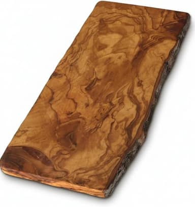 Live Edge Olive Wood Cutting Board 16"L X 7"W X 0.75"TH Rustic Large Wooden Charcuterie Board - Handmade Bread & Cheese Board - Long Wood Charcuterie Boards - Natural Wood Cutting Board For Kitchen