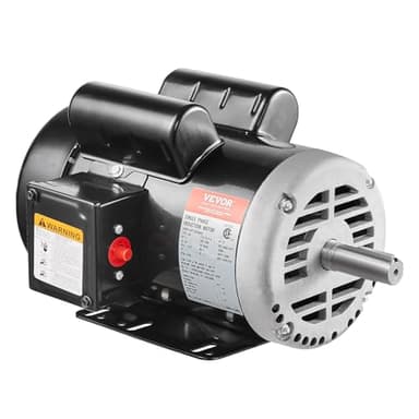 VEVOR 5HP Air Compressor Electric Motor, 230V 25 Amps, 56HZ Frame 3450RPM, 7/8" Keyed Shaft, 2.25" Shaft Length, Single Phase, CCW/CW (Factory Setting is CCW)