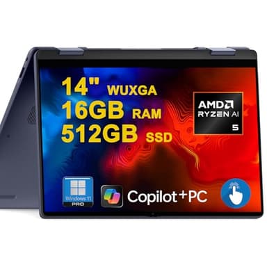 Dell Inspiron 14 Plus 2-in-1 Laptop 14" WUXGA Touchscreen AMD Hexa-core Ryzen AI 5 340 (Up to 50 Tops) 16GB RAM 512GB SSD Backlit for Designer Business Professional Win11Pro w/Copilot+ AI