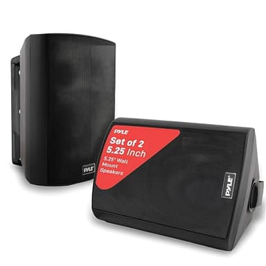 Pyle Waterproof Wall Mount Speaker System - 5.25 Inch Active + Passive Pair Wireless Bluetooth Compatible Indoor/Outdoor Stereo Sound Set with AUX IN - Pyle PDWR52BTBK (Black)