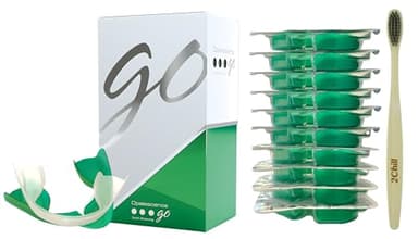 Opalescence Go 15% Mint - Prefilled Teeth Whitening Trays - 15% Hydrogen Peroxide - (10 Treatments) Made by Ultradent Products. Teeth Whitening Kit -Mint - Includes 2Chill Toothbrush 5194-1T