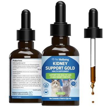 Pet Wellbeing Kidney Support Gold for Cats - Supports Healthy Kidney Function, Fluid Balance, Energy Levels, Rehmannia, Dong Quai - Veterinarian-Formulated Herbal Supplement 2 fl oz (59 ml)