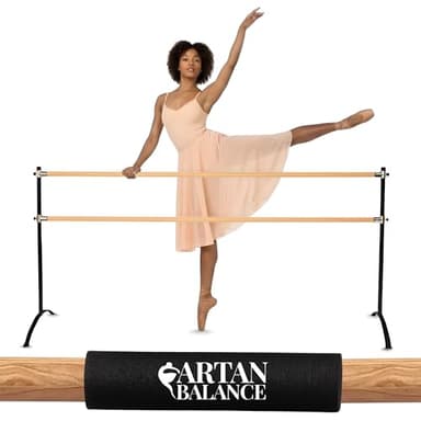Artan Balance Ballet Barre Portable for Home or Studio, Height Adjustable Bar for Stretch, Pilates, Dance or Active Workouts, Single or Double, Kids and Adults (Curved 5 FT)