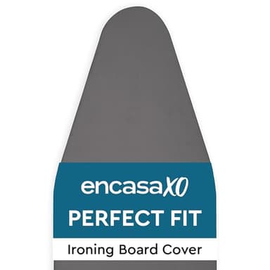 Encasa Homes Replacement Ironing Board Cover with Extra Thick Pad, Plain Colors, Elasticated, (Fits Standard X-Large Boards of 57"x22") Heat Reflective, Scorch Resistant, Heavy Duty - Grey