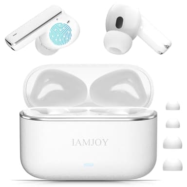 IAMJOY Language Translation Earbuds, 163 Language & Accents Two-Way Translator Device Built-in 6 Mics, 42dB Hybrid Dual Noise Cancelling Earbuds for Travel Business Learning, White