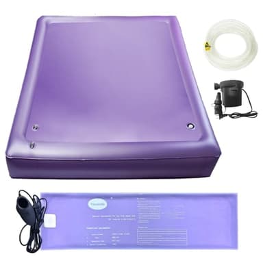 Free Flow Full Wave Water Mattress, Ergonomic Design Durable PVC Water Bed with Water Bed Heater, Water Pipe, & Electric Air Pump, Without Additional Frame (Queen-60" x80")