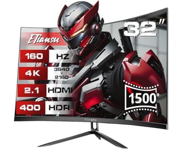 ETiansu 32Inch 4K Curved Monitor,160Hz UHD(3840 x 2160) Curved Gaming Monitor,1ms AMD FreeSync Premium,1500R,125% sRGB,95% DCI-P3,Monitor with Speaker,HDMI2.1,DP1.4,VESA