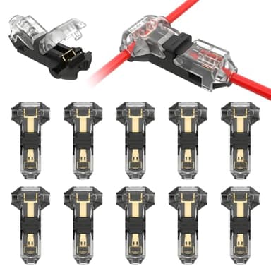 VISDOLL T Tap Wire Splice Connectors for 16-20 AWG, 3 Way 1 Pin Low Voltage Wire Connectors 10Pcs Solderless No Wire Stripping Quick Wire Splitter Connectors