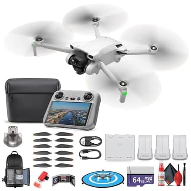DJI Mini 3 with DJI RC Remote (Fly More Combo) (CP.MA.00000613.01) Lightweight Foldable 4K Camera Quadcopter Bundle + 64GB Card + BackPack + Landing Pad + Card Reader + More