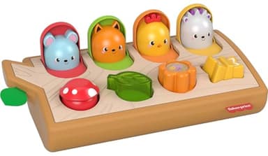 Fisher-Price Hide & Peek Pop-Up, Infant Activity Toy with Real Wood and Fabric Accents for Baby Ages 9 Months and Older
