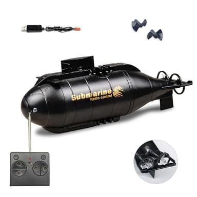 Tsiodot Mini RC Submarine Boat for Kids, 6CH Remote Control High-Speed Waterproof Diving Toy for Pools, Lakes, Bathtubs – Gift for Boys and Girls（Black）