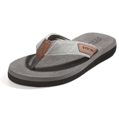 FITORY Men's Flip-Flops, Thongs Sandals Comfort Slippers for Beach Gray Size 10