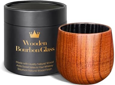 Charred Wooden Bourbon Drinking Glass, Bourbon Gifts for Men - 10 oz Charred Wooden Old Fashioned Glass Whiskey Tumbler | Birthday Whiskey Gifts for Men, Dad or Brother | Original Bourbon Tumbler