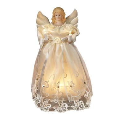 Kurt Adler 10-Inch UL 10-Light Gold/Ivory Angel Treetop