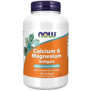 NOW Foods Supplements, Calcium & Magnesium with Vitamin D-3 and Zinc, Supports Bone Health*, 120 Softgels
