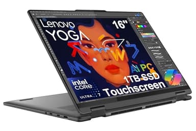 Lenovo Yoga 7i 2-in-1 16" Copilot+ Extra-Long Battery Life 16" WUXGA FHD+ Touch Display 16GB Memory 1TB Storage Intel Core Ultra 7 155U 12-core Processor Windows 11 Home, Gray