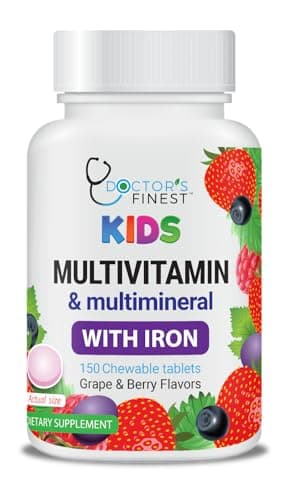 Lifeable Multivitamin & Multimineral with Iron Chewables for Kids – Vegetarian – Gluten Free Vegetarian – Great Tasting - Natural Flavored Pectin Chews with Vitamins A, B, C, D & E – 150 Count