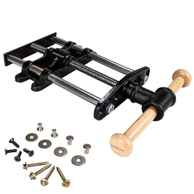 O'SKOOL 9 Inch Quick Release Workbench Front Vise for Woodworking, Heavy Duty Cast Iron Bench Vise with Beechwood Handle, WBA002