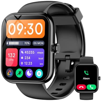 Smart Watch with Alexa Built-in‌, 1.83" HD Fitness Tracker with Bluetooth Calls/Messages, IP68 Waterproof, 120+ Sports Modes, 24/7 Heart Rate/Sleep Smartwatch Compatible with iOS/Android (Black)