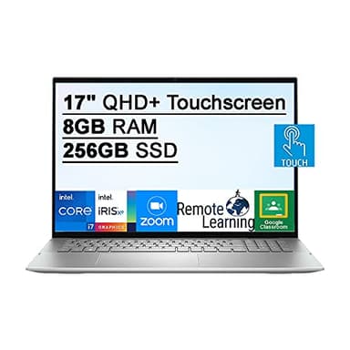 Dell Inspiron 7000 2-in-1 17-inch QHD+ Touchscreen Laptop Computer, 11th Intel Core i7-1165G7, 8GB RAM, 256GB PCIe SSD, Backlit Keyboard, Intel Iris Xe Graphics, MaxxAudio, Win 10, Silver (Renewed)