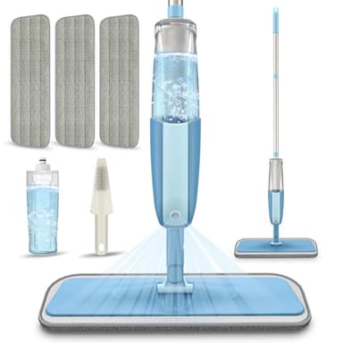 Spray Wet Mops for Hardwood Floor Cleaning: MEXERRIS Floor Mop with 3 Washable Pads for Swiffer Powermop - Refillable Dust Dry Mop Home Commercial Mops for Wood Laminate Ceramic Tiles Vinyl