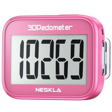 NESKLA 3D Pedometer for Walking, Simple Step Counter with Large Digital Display, Step Tracker with Removable Clip Lanyard, Accurately Track Steps for Men Women Kids Adults Seniors