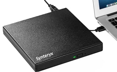 Synteryx External CD DVD Drive USB and Type-C, Portable Slim CD/DVD +/-RW Burner Reader Writer Player for Laptop Desktop PC MacBook Mac Windows Linux OS Apple Brushed Black (Matte Black-2)