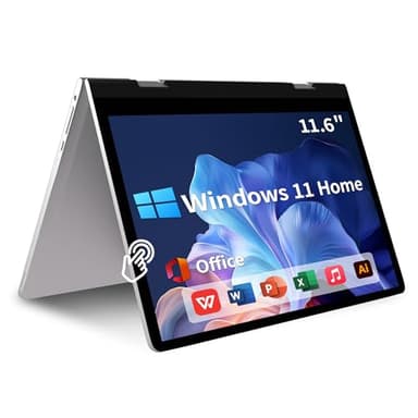 Elepad 2 in 1 Laptop Computers Windows 11, 11.6 inch Touchscreen Laptop Tablet, 4GB RAM 256 GB SSD, HDMI Type-C 2.4G/5G WiFi BT SD Slot 3.5mm Jack 5000mAh for Work Education Entertainment